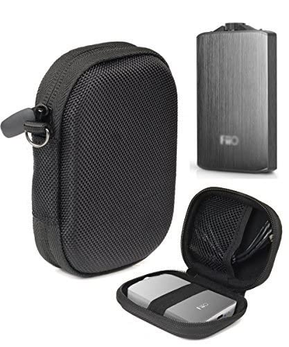 WGear Headphone Amplifier Case for FiiO A3, FiiO Q1, Creative Sound Blaster E1, E3, TOPPING NX1s, SMSL Audio Sap-5, mesh pocket for cable, fastening elastic strap, wrist strap Ballistic Black WGear