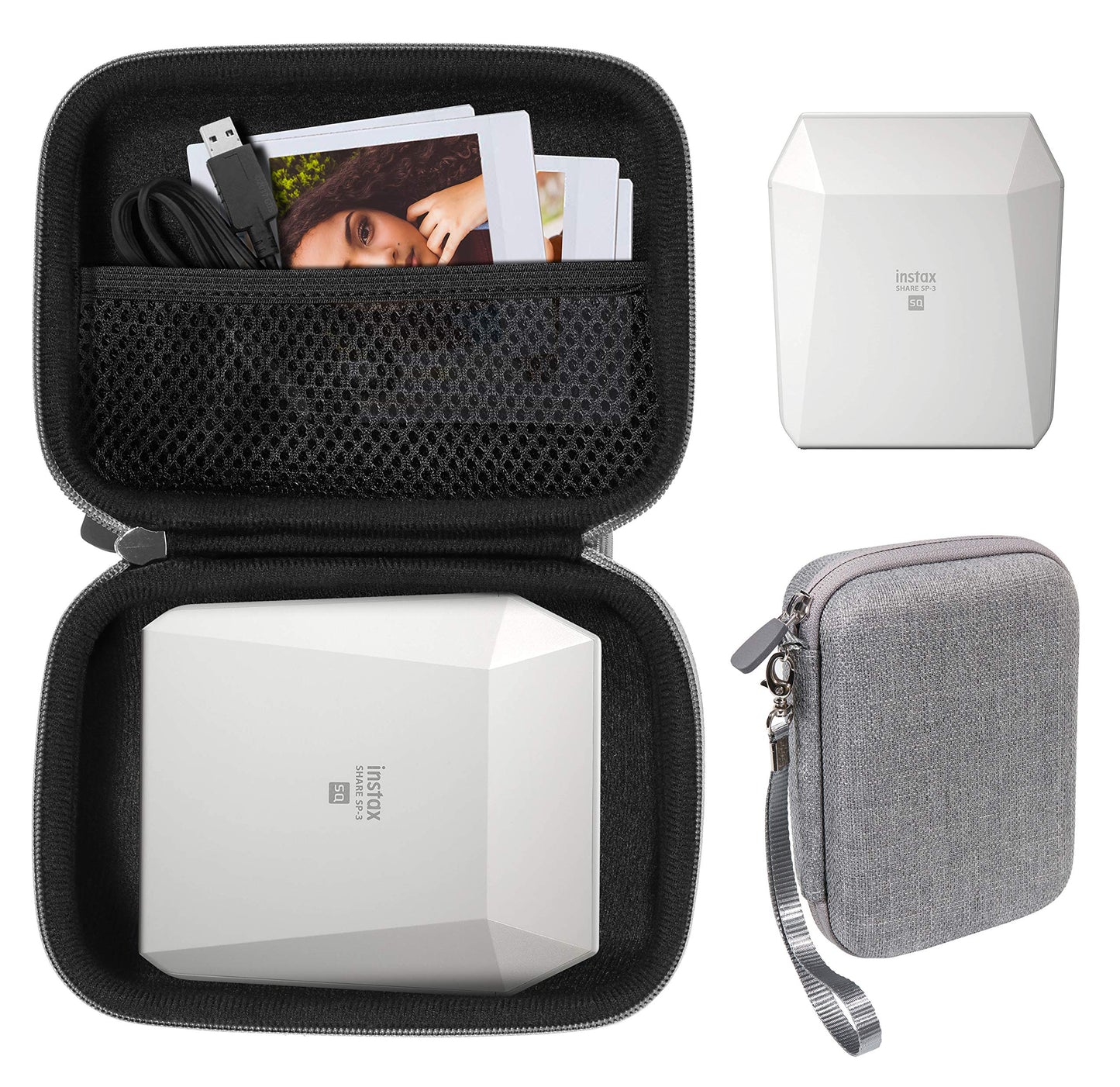 Protective Case for Fujifilm Instax SP-3 Mobile Printer by WGear, Mesh Pocket for Cable and Printing Paper WGear