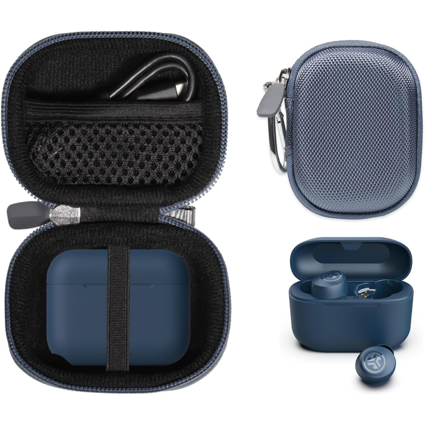 getgear Semi-Hard Earbuds Carrying Case for JLab Go Pop+, Go Air Pop, Air Tones/Tones+, JBuds Mini – Compact Organizer with Mesh Pocket getgearcase