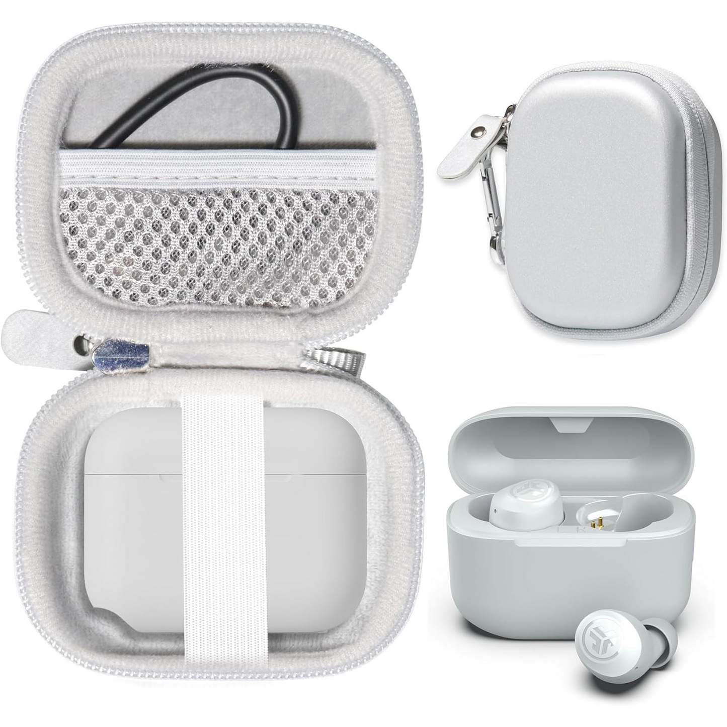 getgear Semi-Hard Earbuds Carrying Case for JLab Go Pop+, Go Air Pop, Air Tones/Tones+, JBuds Mini – Compact Organizer with Mesh Pocket getgearcase