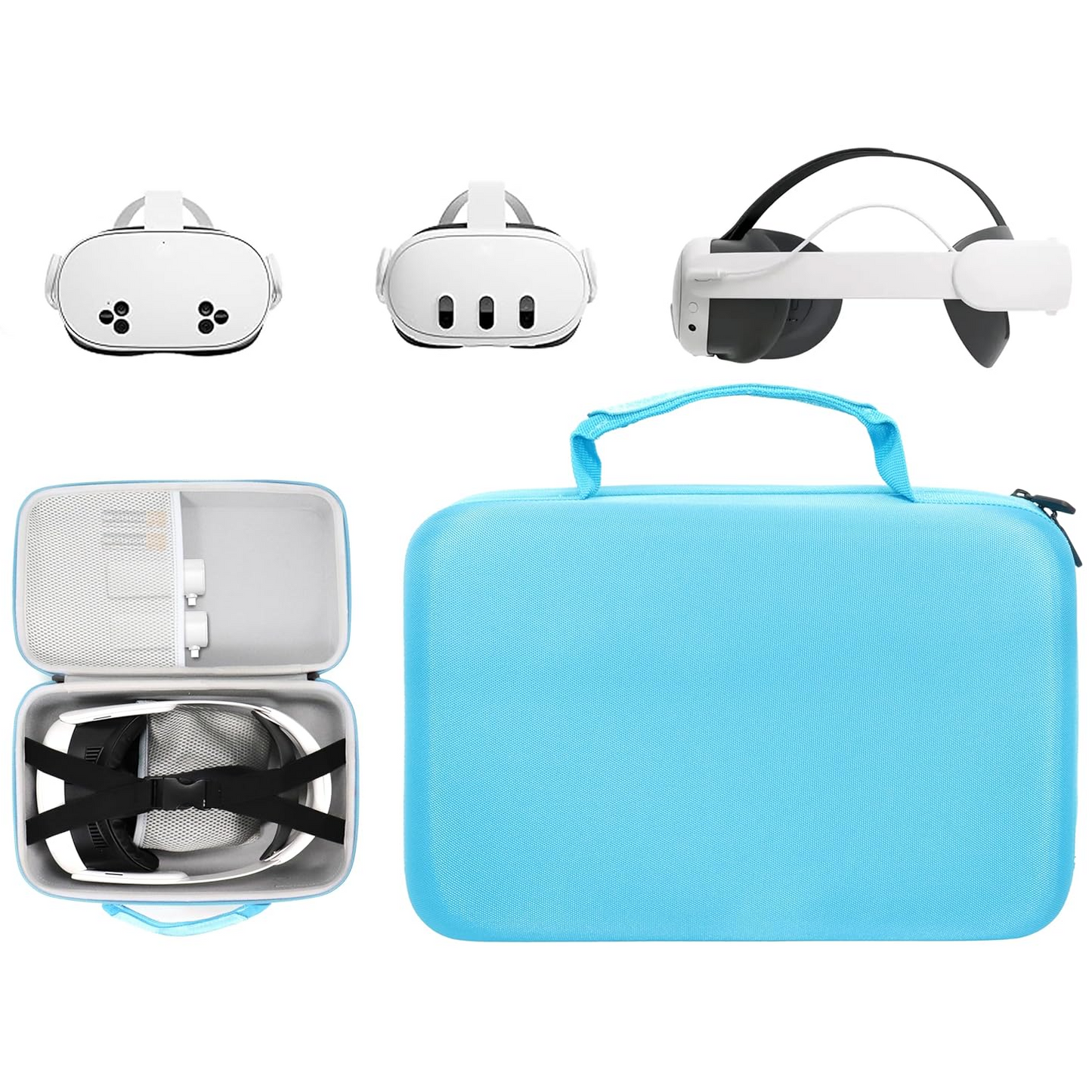 GETGEAR Hard Travel Case for Meta Quest 3s, Quest 3 & Quest 2 – Shockproof VR Headset Carrying Case with Controller & Accessory Storage