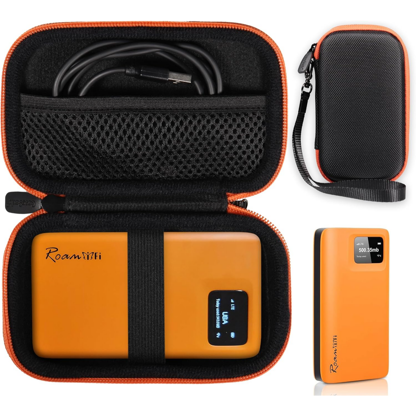 getgear Semi-Hard Travel Case for RoamWiFi 4G LTE Mobile Hotspot Router – Protective Carrying Organizer with Strap & Mesh Pocket getgearcase