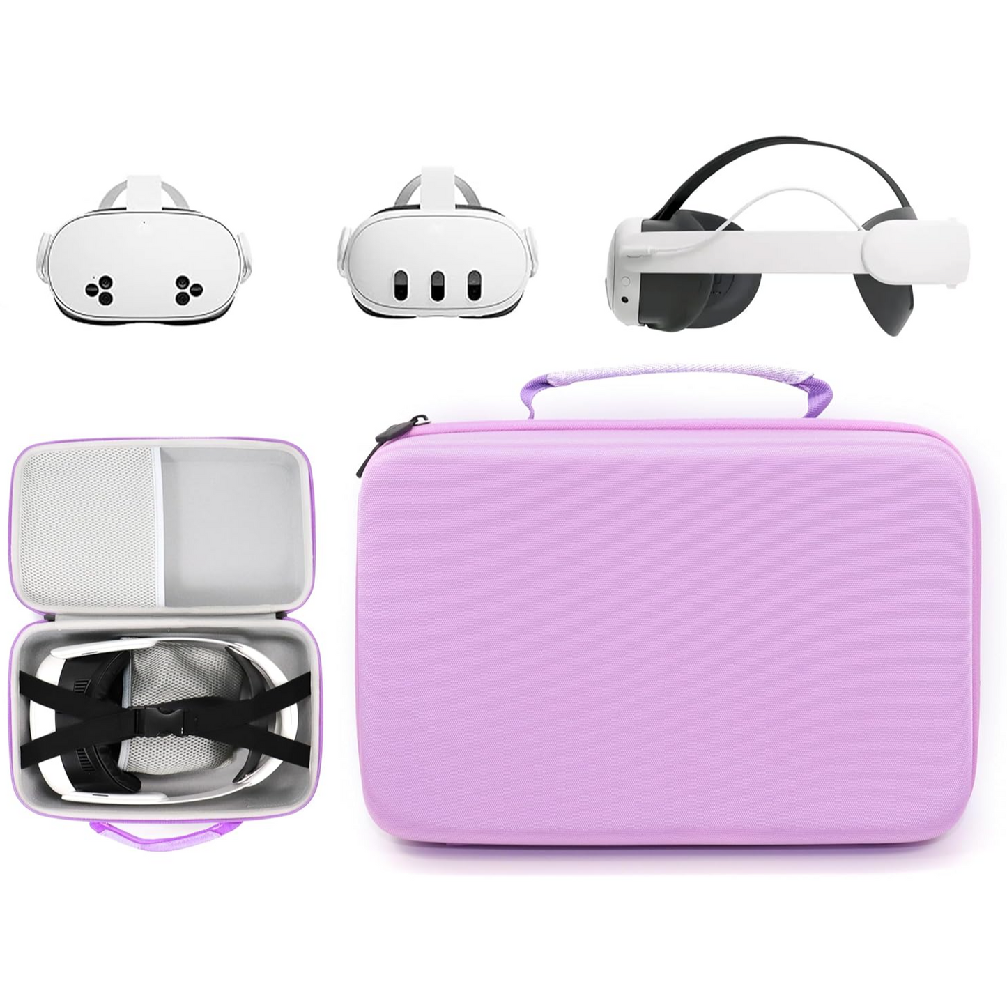 GETGEAR Hard Travel Case for Meta Quest 3s, Quest 3 & Quest 2 – Shockproof VR Headset Carrying Case with Controller & Accessory Storage