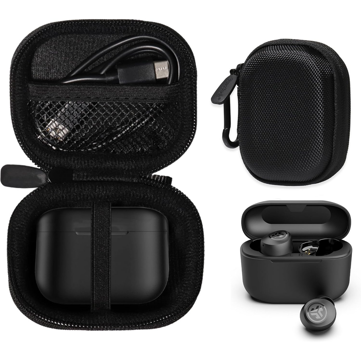 getgear Semi-Hard Earbuds Carrying Case for JLab Go Pop+, Go Air Pop, Air Tones/Tones+, JBuds Mini – Compact Organizer with Mesh Pocket getgearcase