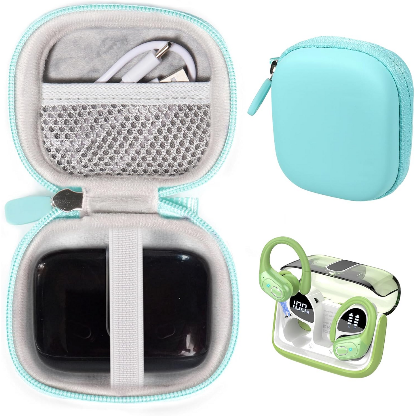 GETGEAR Hard Case for Aptkdoe 75Hrs Bluetooth 5.3 Sport Earbuds – Shockproof, Water-Resistant Travel Case with Accessory Storage