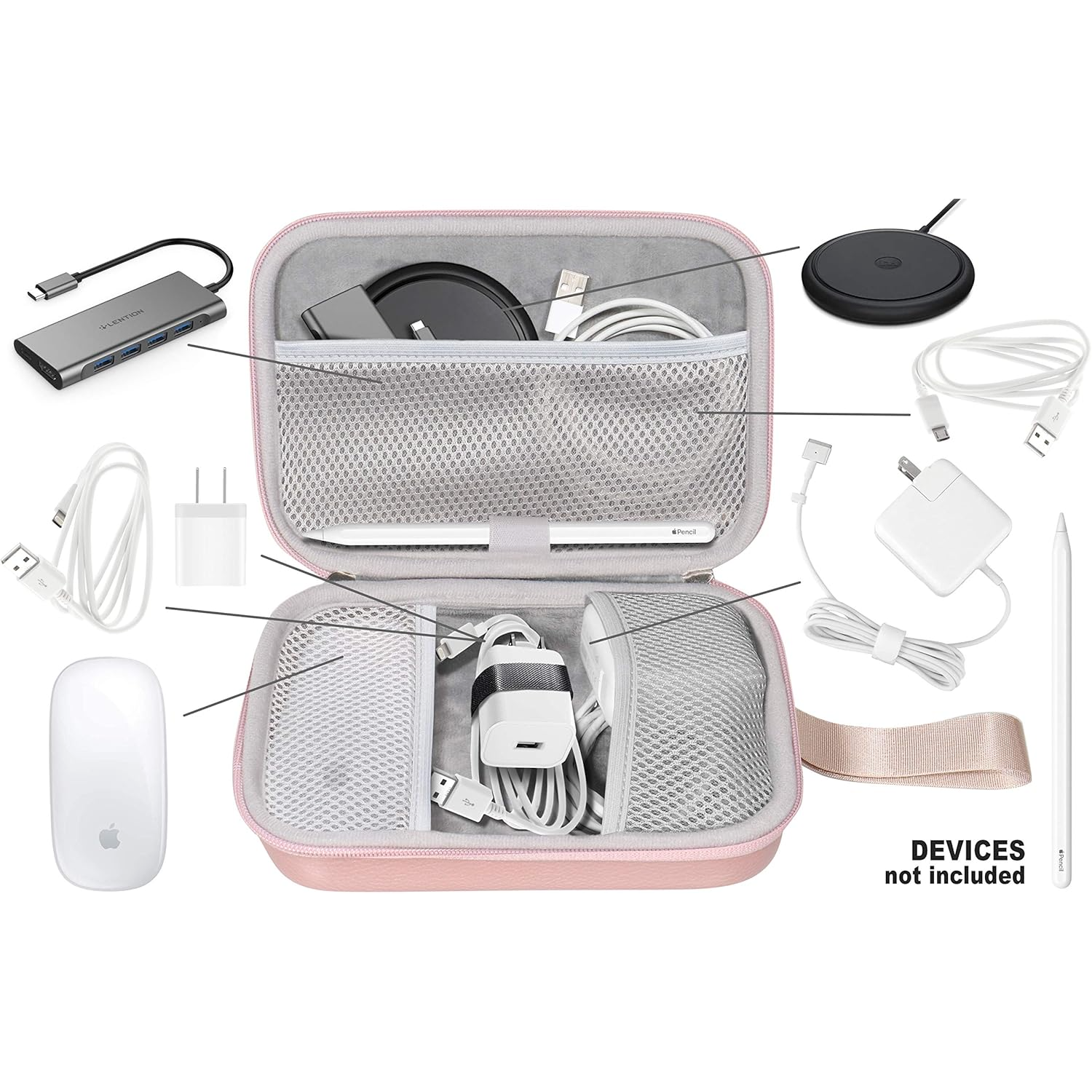 All-in-One Travel Case for MacBook Accessories – Compact Protective Storage for MagSafe, Magic Mouse, Battery Pack, Apple Pencil & USB-C Hubs getgearcase
