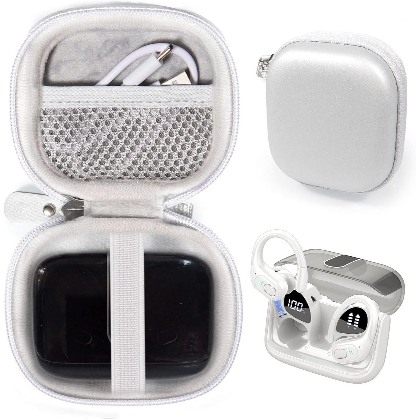 GETGEAR Hard Case for Aptkdoe 75Hrs Bluetooth 5.3 Sport Earbuds – Shockproof, Water-Resistant Travel Case with Accessory Storage