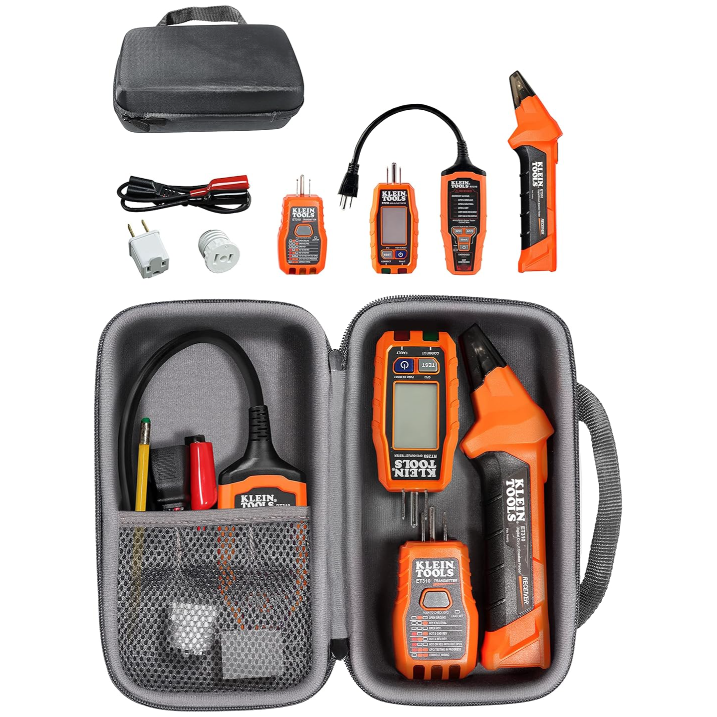 GETGEAR Hard Case for Klein Tools 80016, ET310 Circuit Breaker Finder, RT310 GFCI Outlet Tester & Accessory Kit — Shockproof Tool Storage Case getgearcase